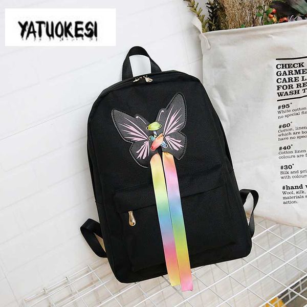 

fashion harajuku waterproof bag japanese& korean-style women travel canvas backpack with bow lacetrend bookbag mochilas feminina