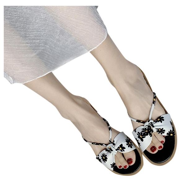 

women flat heels slippers spring new shoes woman slip on flats slides female bowknot slippers flower printed beach shoes#0417, Black