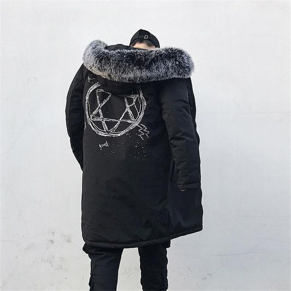 

winter jacket men thick warm long jackets parkas hombre mens hooded jacket long trench coat us size xs- t200111, Black