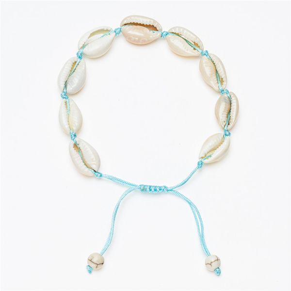 

2019 new girl jewelry handmade pink blue rope weave natural shell charm beach bracelets for women adjust size thread bracelet, Golden;silver