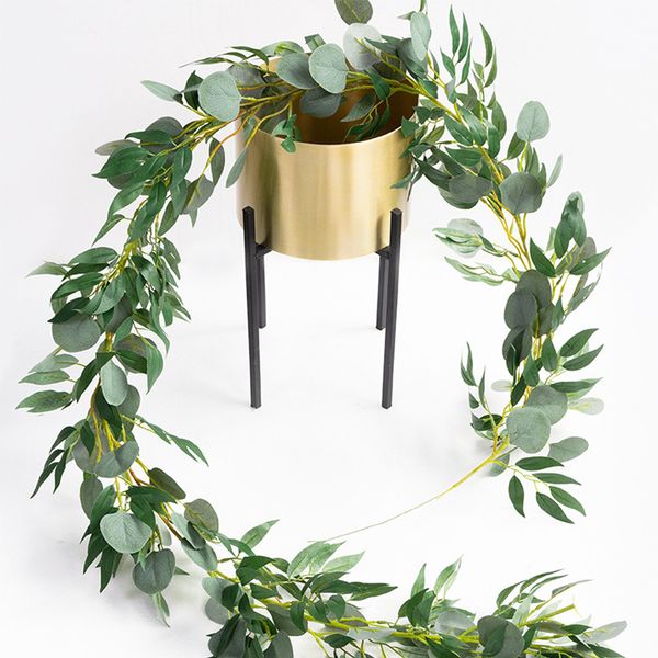 

2m eucalyptus leaves vines rattan artificial plants green long vine fake foliage ivy wreath wall home decor wedding decoration