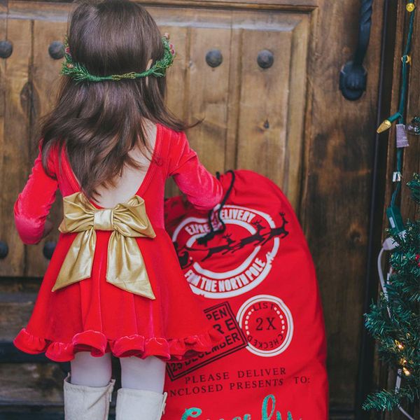 

girls christmas new year dress 2019 new long sleeve red kids dresses for girl backless bow toddler children princess clothing, Red;yellow