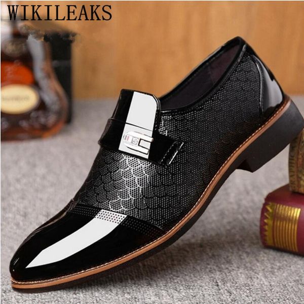 

2019 formal shoes men loafers italian wedding shoes men dress italian leather oxford for elegant ayakkabi, Black