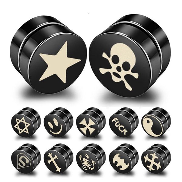 

1pcs magnet earrings no ear hole black magnet stainless steel earrings punk mens gothic stud earring accessories fashion cheap, Golden;silver