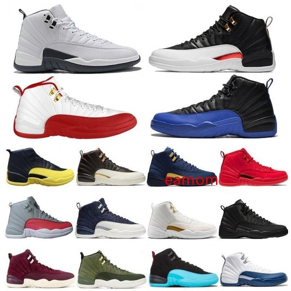 

new style fiba reverse taxi 12 12s game royal basketball shoes bumblebee gs cny michigan flu game white grey mens trainers sports sneakers, Black