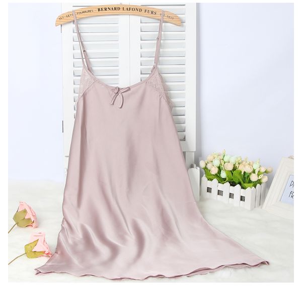 

women nightgown silk satin home dress sleeveless night shirt summer sleeping dress solid night fashion nightdress, Black;red