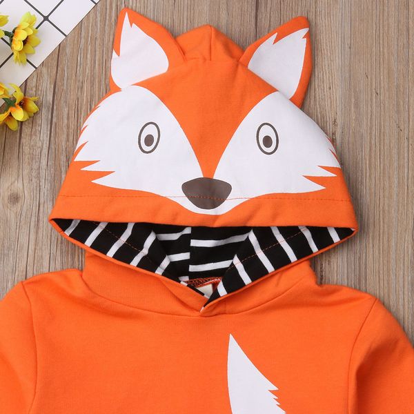

lovely kids baby boys girls warm fox hooded sweatshirt outwear autumn cute baby clothes pullover hoodies, Black