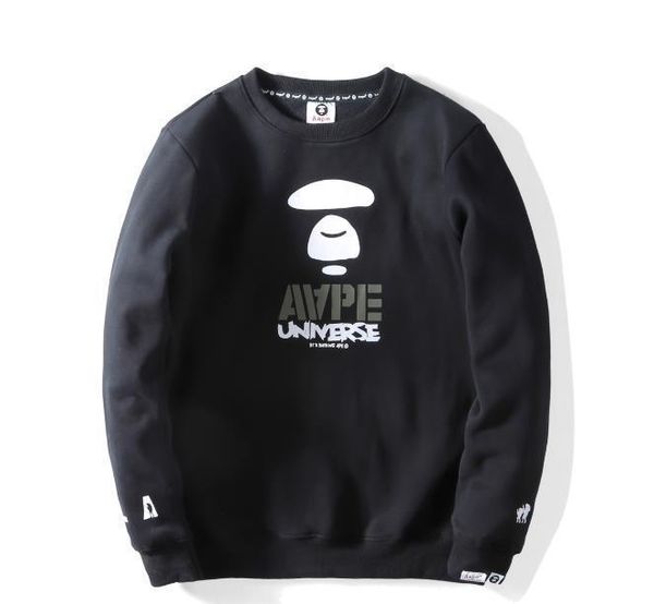 

discount fashion mens casual sweater autumn couple round neck long-sleeved jacket european and american style fashion print sweater, Black