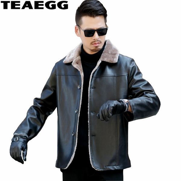 

teaegg warm faux men winter leather jackets for men clothes 3xl casual thick mens faux fur coats chaquetas cuero hombre al1534, Black