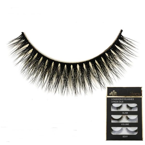 

3d false eyelashes wispy professional long real curved eye lashes fake 3 pairs/lot faux lash extension-l21