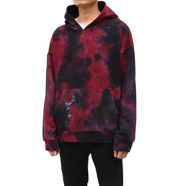 

mens designer hoodies hip hop tie dyeing autumn casual long sleeved hooded pullover sweatshirts fashion mens hoodies, Black