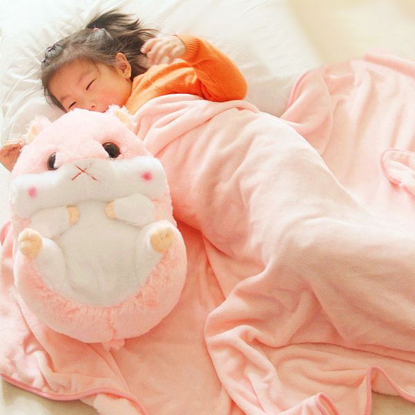 

2 in 1 hamster cushion blanket set cute plush stuffed throw pillow with blanket toy ti99