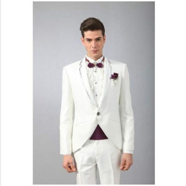 

белый мода жених свадебные костюмы для мужчин custome homme terno masculino 2019 slim fit мужская одежда костюм (куртка+брюки+галстук-бабочк, White;black
