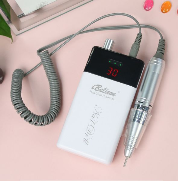 

30000 rpm portable electric nail drill machine manicure pedicure gel remover strong nail file milling cutters tools drill bits set, Silver