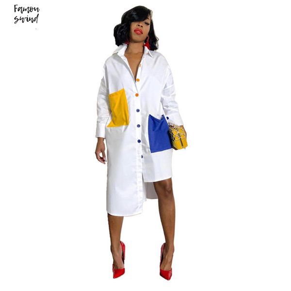 

длинная рубашка рукава осень воротник turn down button блуза платье крупногабаритные midi осени рубашка платье с карманами дизайнер одежды, Black;gray