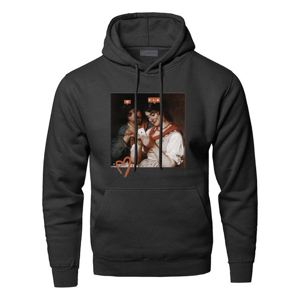 

painting sweatshirts hoodies men vintage artistic aesthetics hooded sweatshirt hoodie winter pullover fleece streetwear hoody, Black