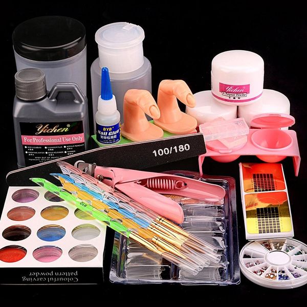 

fiveart acrylic liquid powder half french nail art tips pump file clipper tools kit