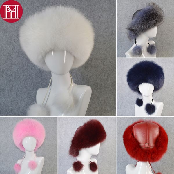 

2019 women natural real fur hat winter ushanka bomber cap russia snow wind thick warm fur outdoor girls real caps, Blue;gray