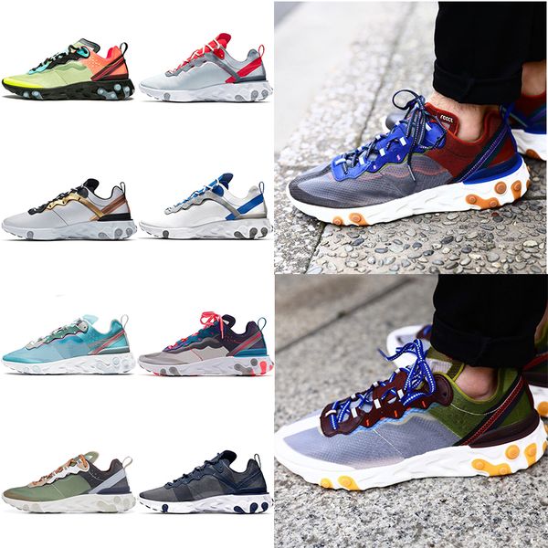 

designer comfortable react element 55 87 mens womens running shoes grey royal red game royal dusty peach sail sneakers sports