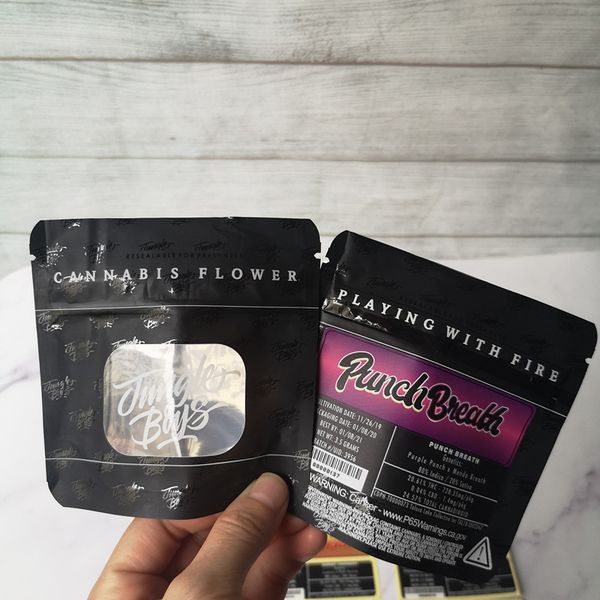 

3.5g jungle boys bags small size with label sticker smell proof zipper plastic bag california foil dry herb flower packaging pouch