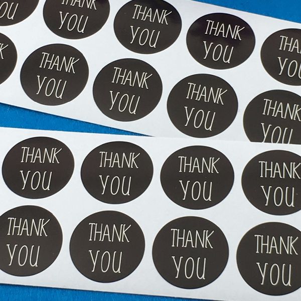 

3cm diameter black paper thank you sticker labels self-adhesive labels diy hand made for cards/jewelry/box/gift/bake