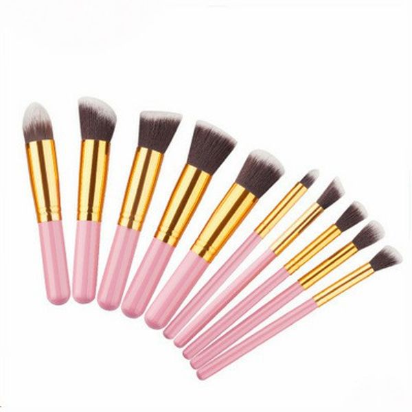 

mini 10pcs cosmetic brush beauty tools five big five small gold black powder brush set high quality