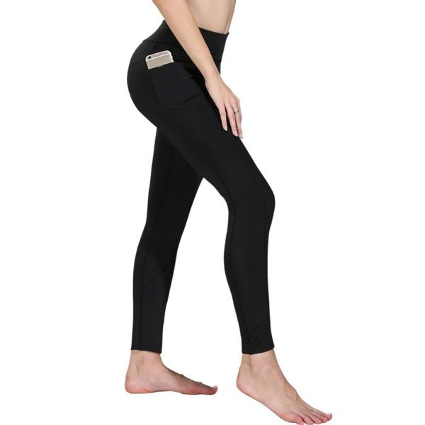 

high waist elastic quick-drying wicking fitness yoga running trousers pocket solid color ladies fitness pantsfz, White;red