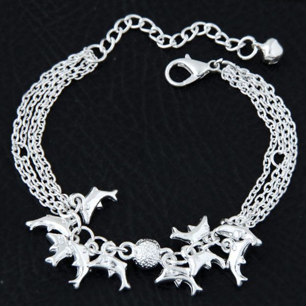 

korean fashion metal dolphin multilayer personality bracelet bracelet jewelry, Black