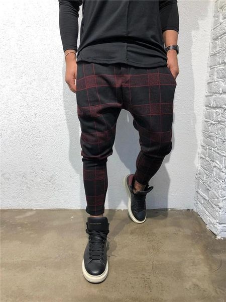 

print mens pants sports designer fashion long trousers mid waist loose drawstring mens clothing plaid 3d digital, Black