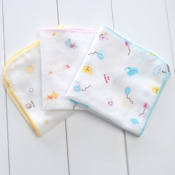 

baby cotton double gauze print saliva towel newborn baby wipe bathing nursing towels gauze handkerchief random color 25x25cm