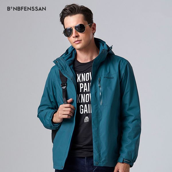 

new man winter hiking jacket 2-layer outdoor jacket fleece inner waterproof windproof thermal man camping hiking 8708a, Blue;black