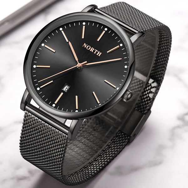 

north waterproof sport watch men fashion quartz watch stainless steel casual men's watches clock relogio masculino, Slivery;brown