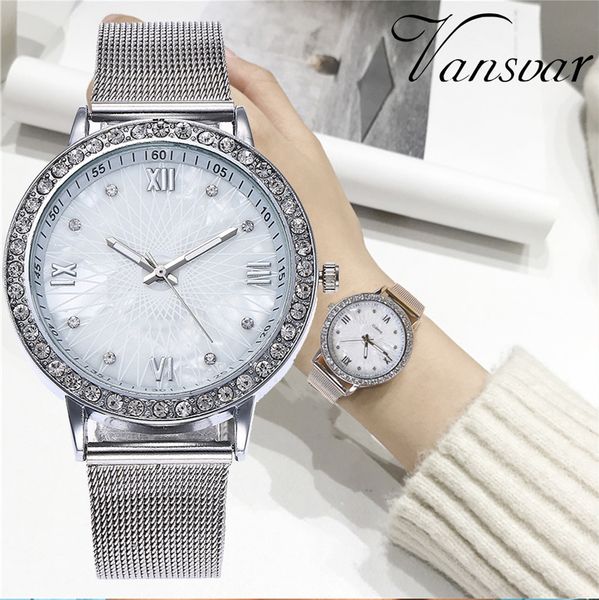 casual quartz stainless steel band marble strap watch analog wrist watch