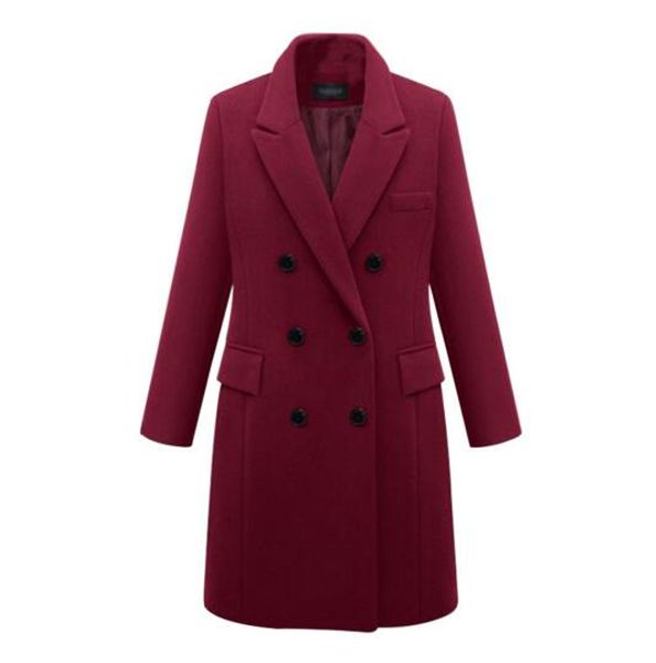 

autumn and winter new european and american long woolen coat, Black