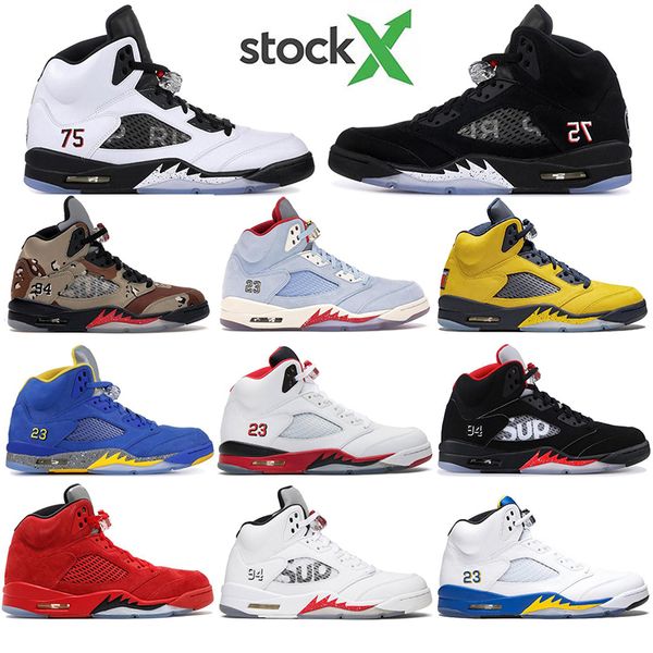 

2020 5s ice blue men basketball shoes 5 laney yellow bred red suede white cement metallic psg black designer sport sneaker size 41-47, White;red
