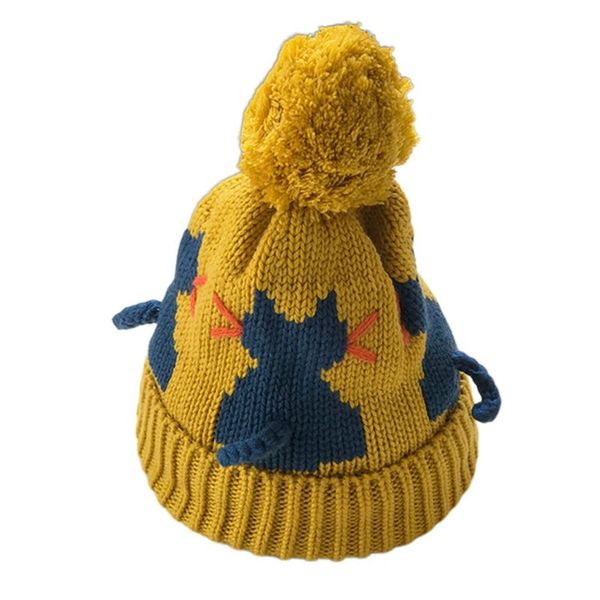 

trend wild kids knit hat baby boys girls autumn winter warm double thicken hats 094b