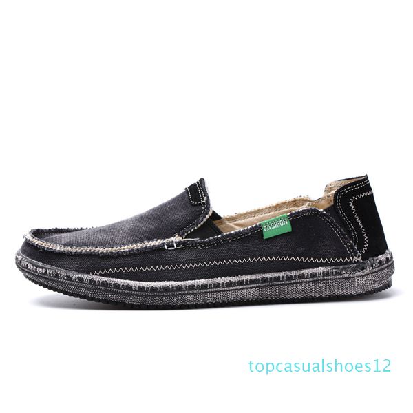 

mens denim jeans loafers slip on canvas shoes flat loafer casual deck shoes espadrille driving loafer leisure walking sneakers moccasins t12, Black