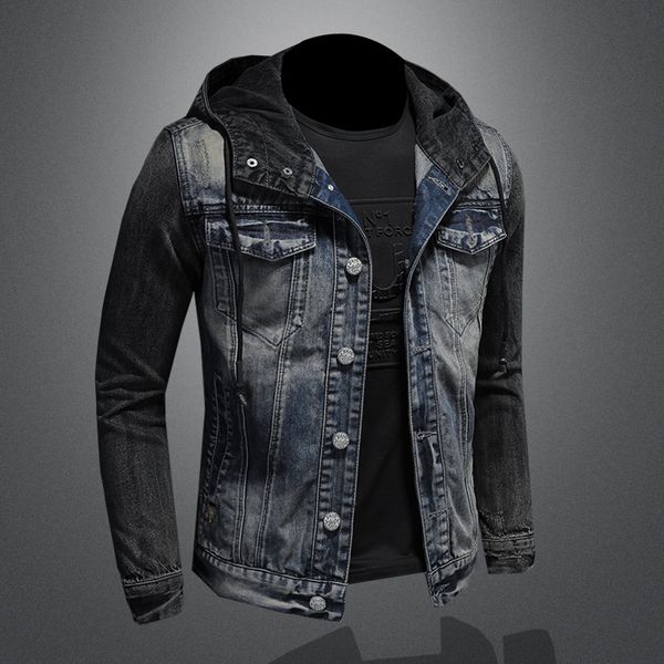 

men's jackets fashion denim jacket men hooded 2021 spring and autumn tide, Black;brown