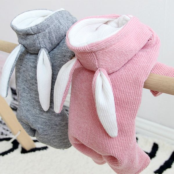 

autumn winter pet dogs clothes bunny 4 legs cotton dog button coat thickening breathable hooded cotton coat