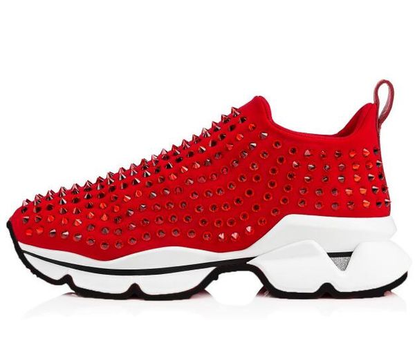 

designer shoes socks sports shoes studded red bottom men's and women's training donna shoes size35-46, Black