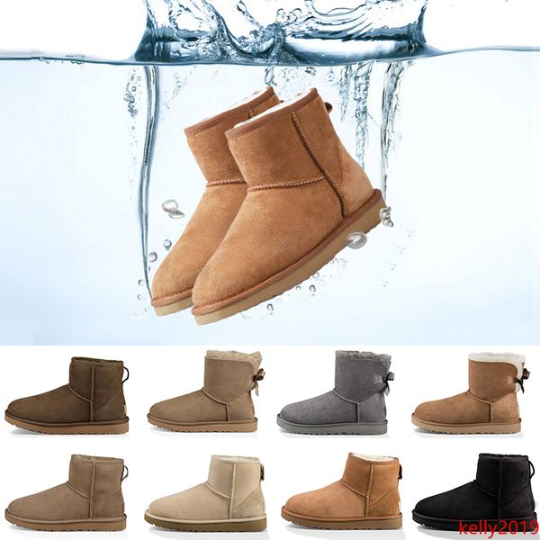 

2019 new winter australia classic snow boots good fashion wgg tall boots real leather bailey bowknot women's bailey bow knee boots mens