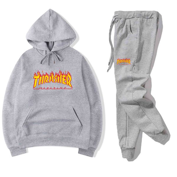 

mens tracksuit fashion designer hoodies+pants 2 piece sets solid color brand outfit suits 2019 tracksuits for mens, Gray
