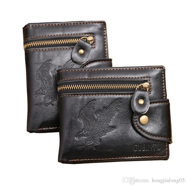 

quality hasp zipper black color men wallets eagle prints cross vertical pu leather coin pocket bit credit card holder wallet, Red;black