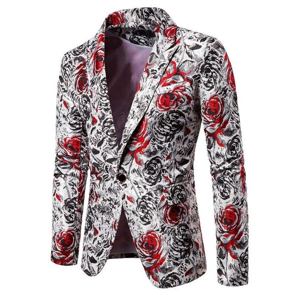 

mens contrast color print blazers designer plus size fashion male slim fit suits jackets coats outfit, White;black