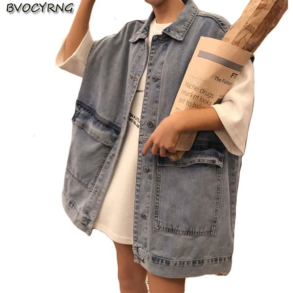 

new denim vest women loose coat 2019 spring korean sleeveless vest shoulder joker women's summer wear thin part, Black;white