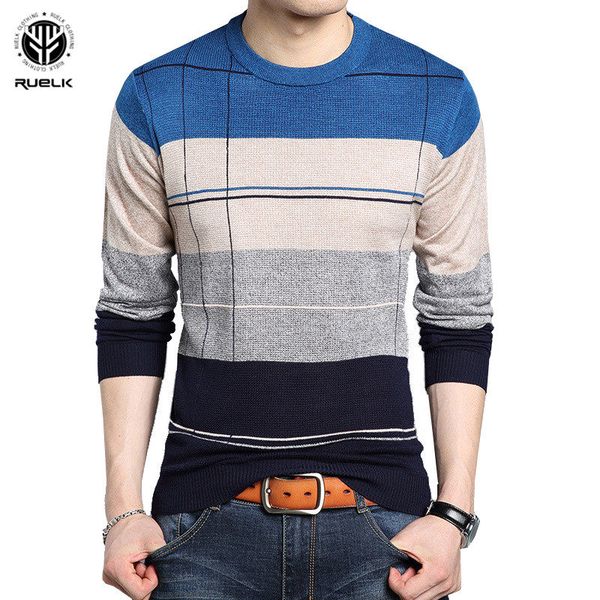 

2019 spring autumn casual men's sweater o-neck striped slim fit knittwear mens sweaters pullovers pullover men pull homme -3xl, White;black