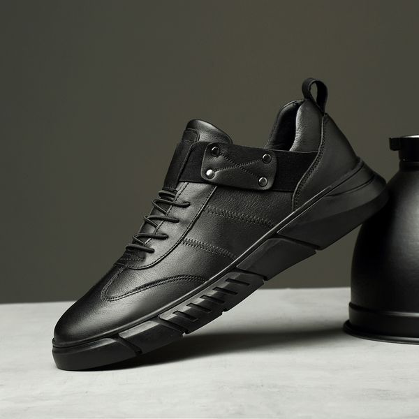 

men's genuine leather shoes outdoor casual shoes fashion business dress comfortable wild men's big size 48 o4, Black