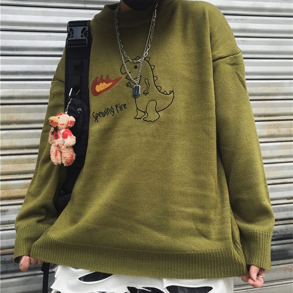 

sweaters fashion female ins harajuku o-neck long sleeve pullove cartoon bf loose women's clothing korean style autumn winter, White;black