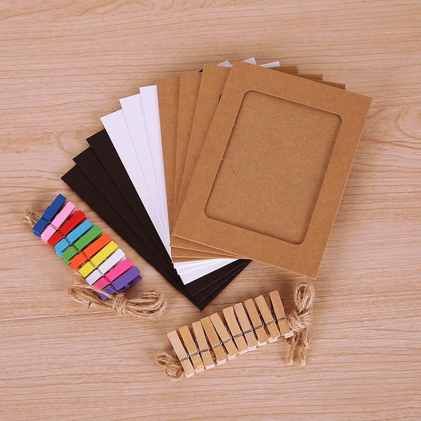 

10pcs diy paper p frame wall hanging with clips picture p frame rope clip party wedding home decor