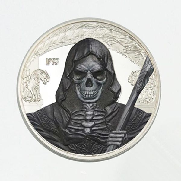 

5 pcs the ghost scream killer coins silver plated monster evil spirits 40 mm badge elizabeth home souvenir collectible decoration coin